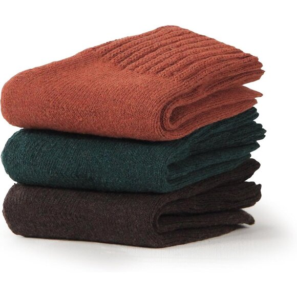 BenSorts Women 3 Packs Green Orange BrownWinter Thick Warm Polyester Boots Socks - Picture 2 of 6